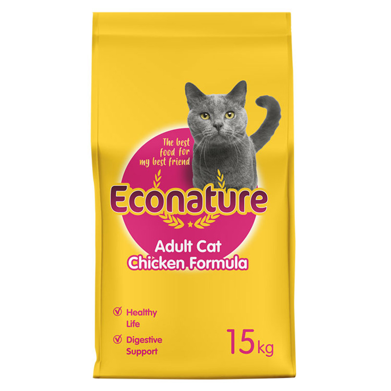Econature sarı ambalaj tavuklu kedi maması 15 kg