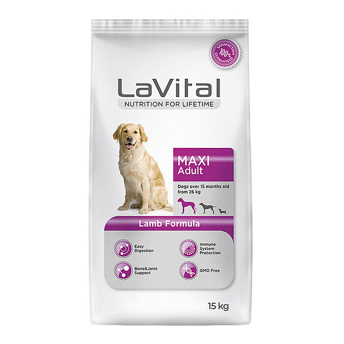 LaVital Büyük Irk Yetişkin Kuru Köpek Maması (Maxi Adult) Kuzu Etli 13+2 KG Hediye 15 kg