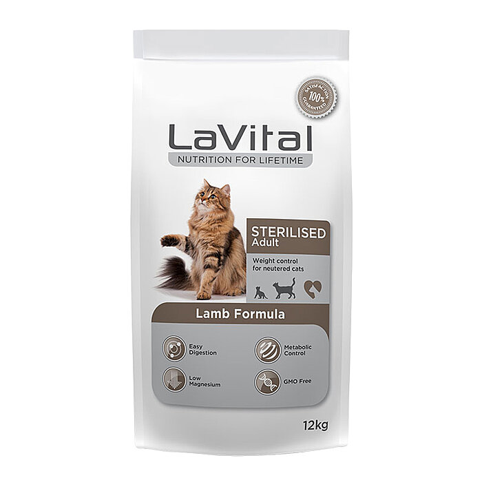 LaVital Kısırlaştırılmış Kuru Kedi Maması Kuzu Etli 12 kg